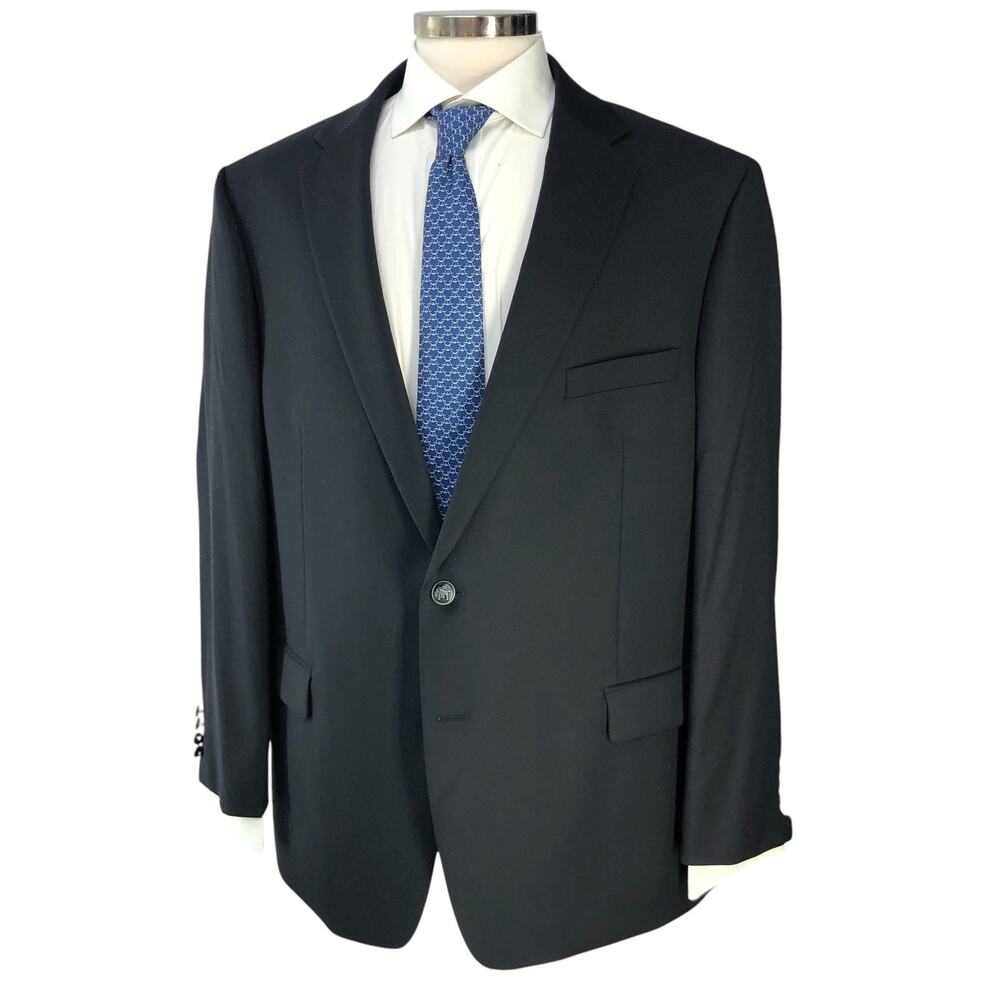 Hart Schaffner Marx HSM Mens Size 50R Blazer Midnight Blue Metal Buttons Stretch
